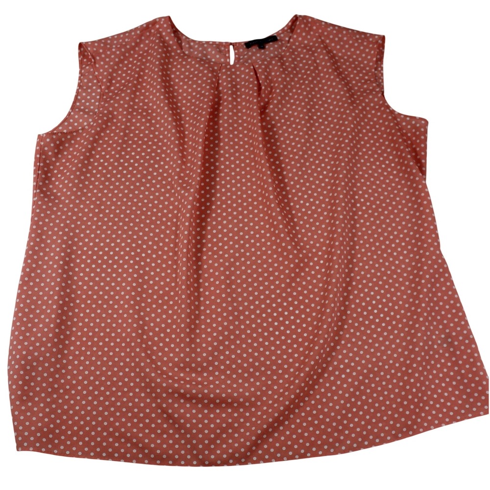 Violet & Claire Blouse Women 2X Coral Polka Dot Excellent Sleeveless Pleated